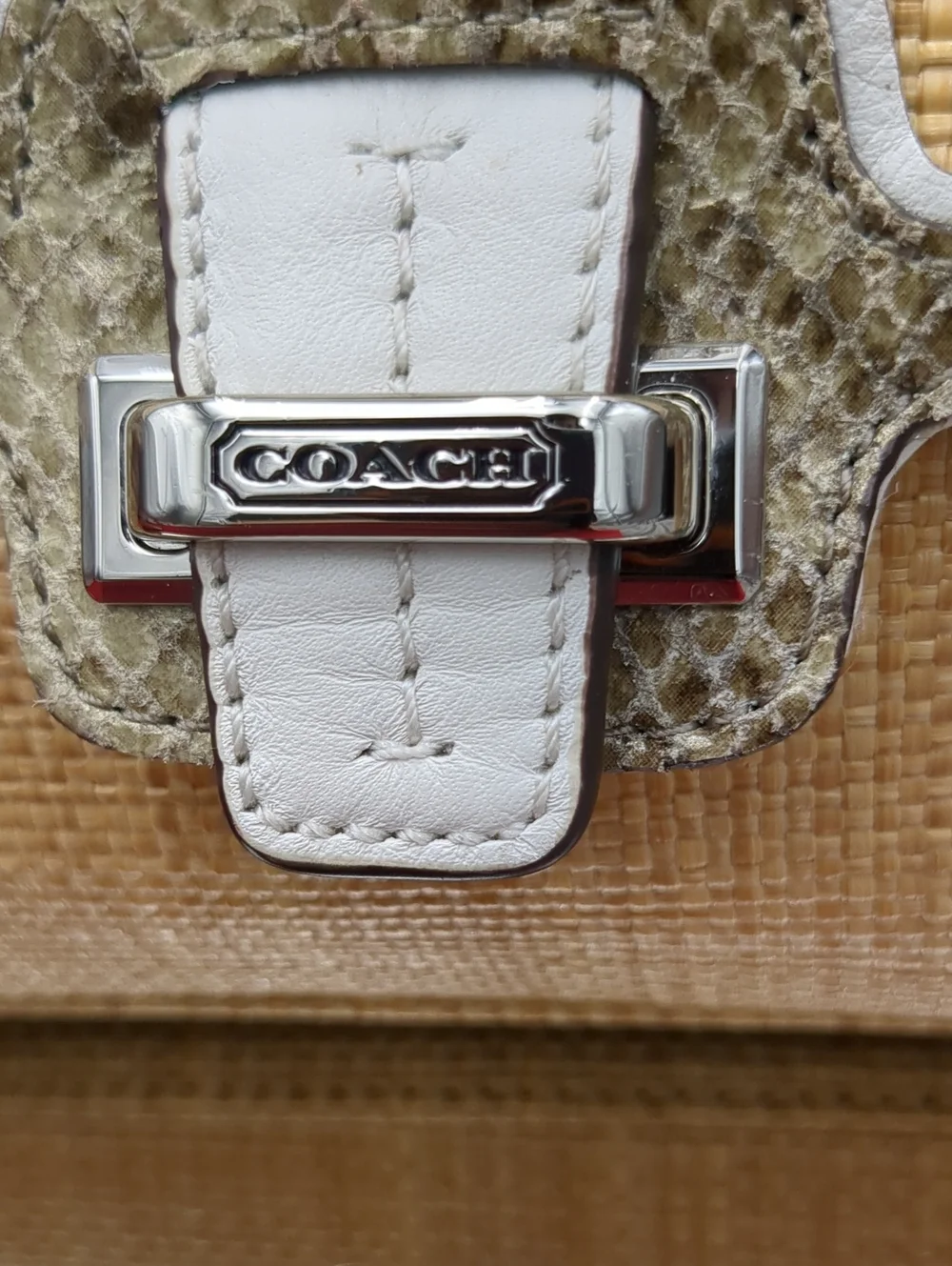 Coach Taylor City Natural Straw Python Leather Clutch Wristlet